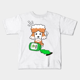 Cute French Poodle Spilled Wasabi sauce Kids T-Shirt